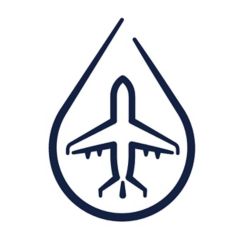 Drop of liquid with airplane inside.