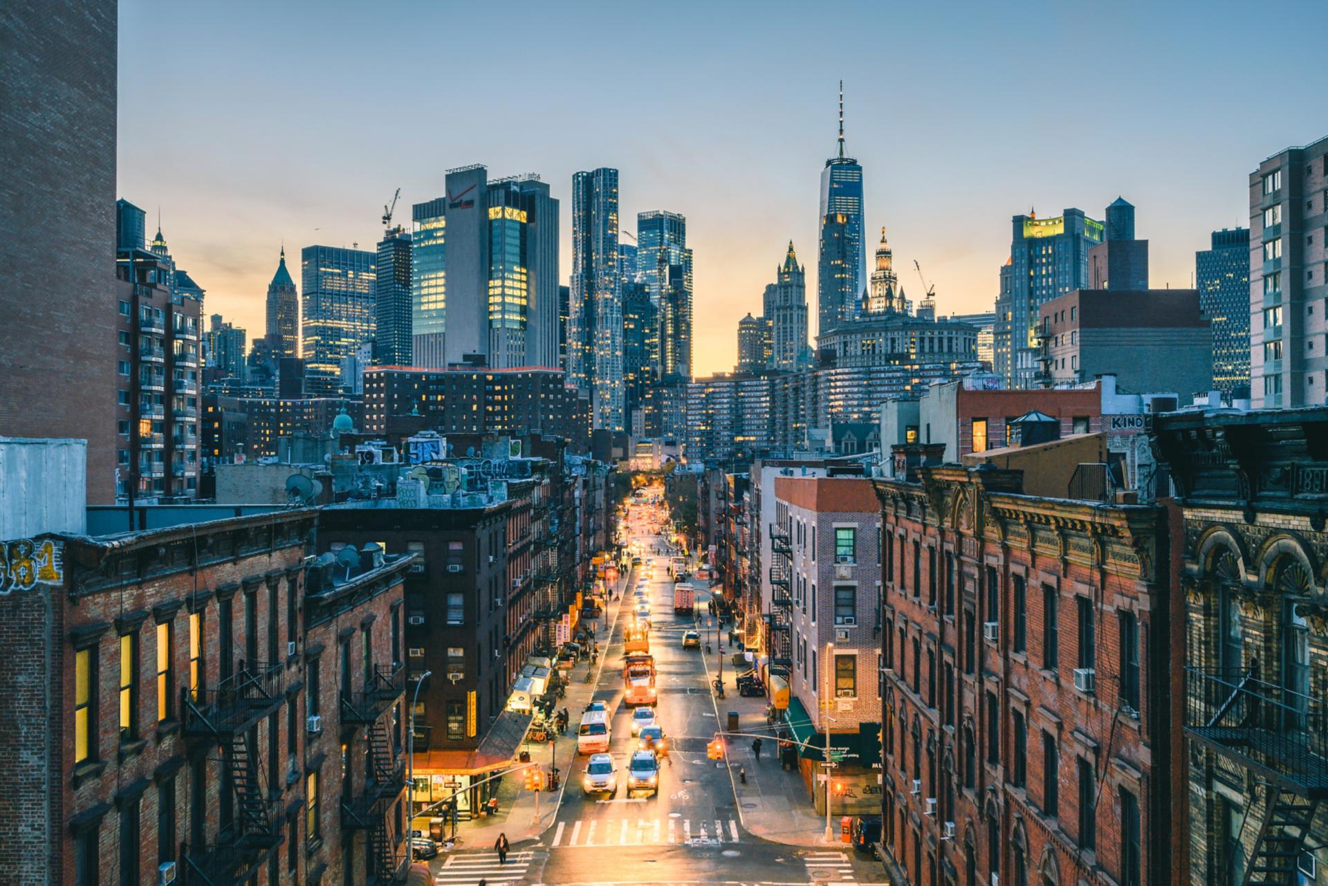 Evening lights in New York City.