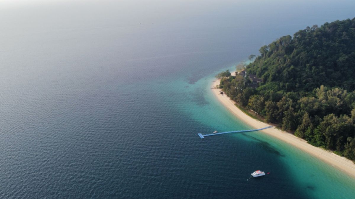 Aerial view over Koh Kradan in Thailand.