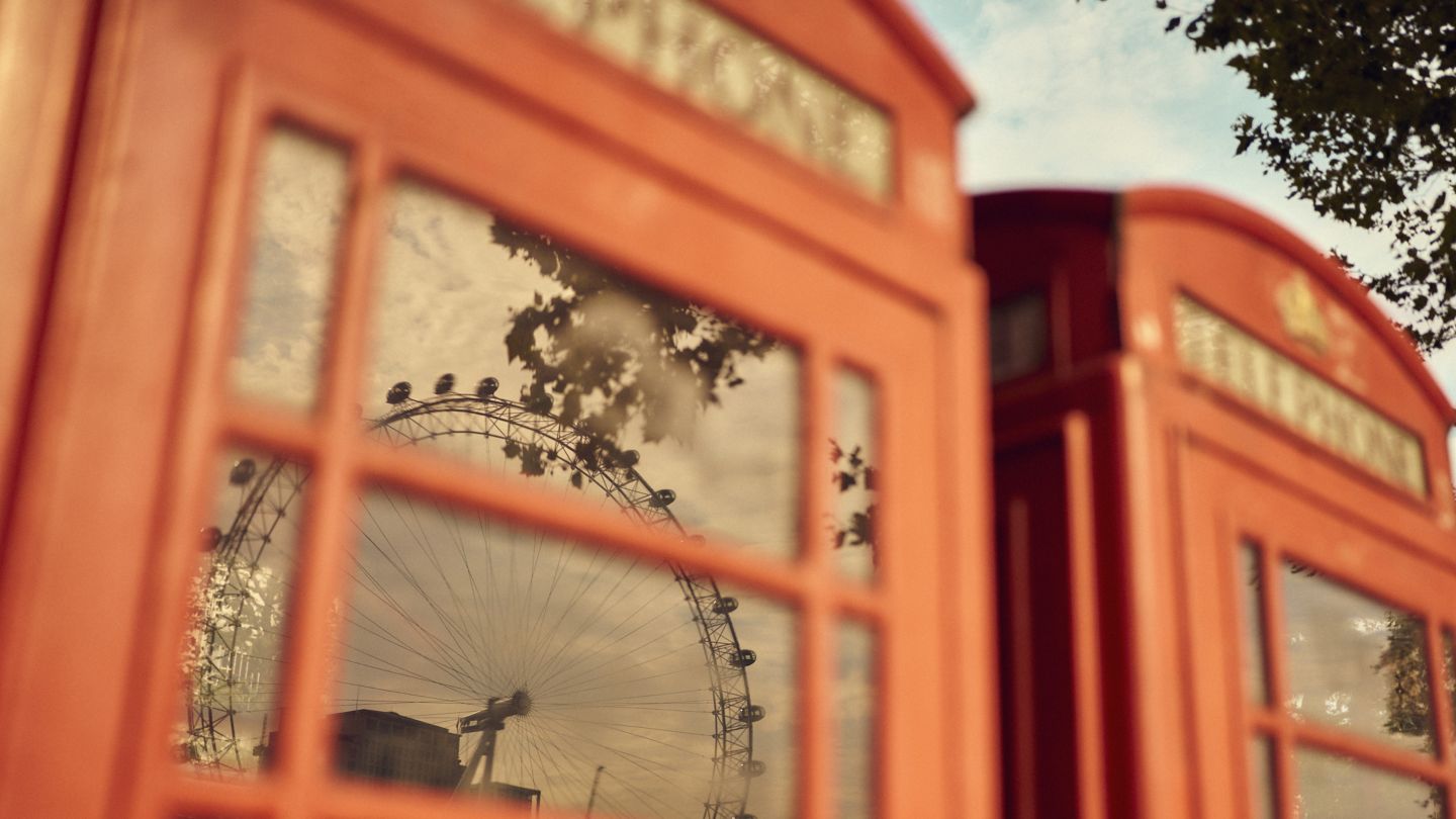 Red phone box in London.